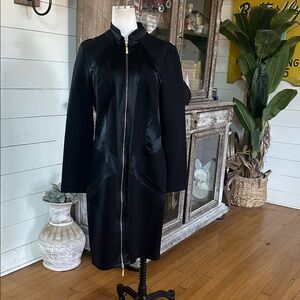 LASAGRADA TURKEY LUXURY BLACK ZIPPER DRESS 42 EXCELLENT LONG SLEEVE MODEST